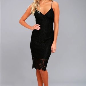 LuLus Extraordinary Love Black Lace Midi Dress